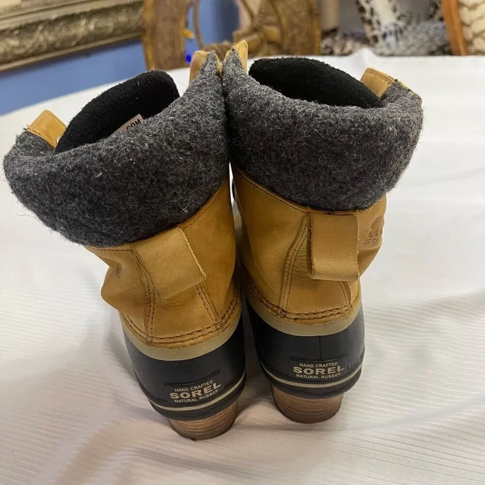 Sorel Slimpack Lace II Duck Boots Womens 9.5 9 1/2 NL2348-286 Elk Black
